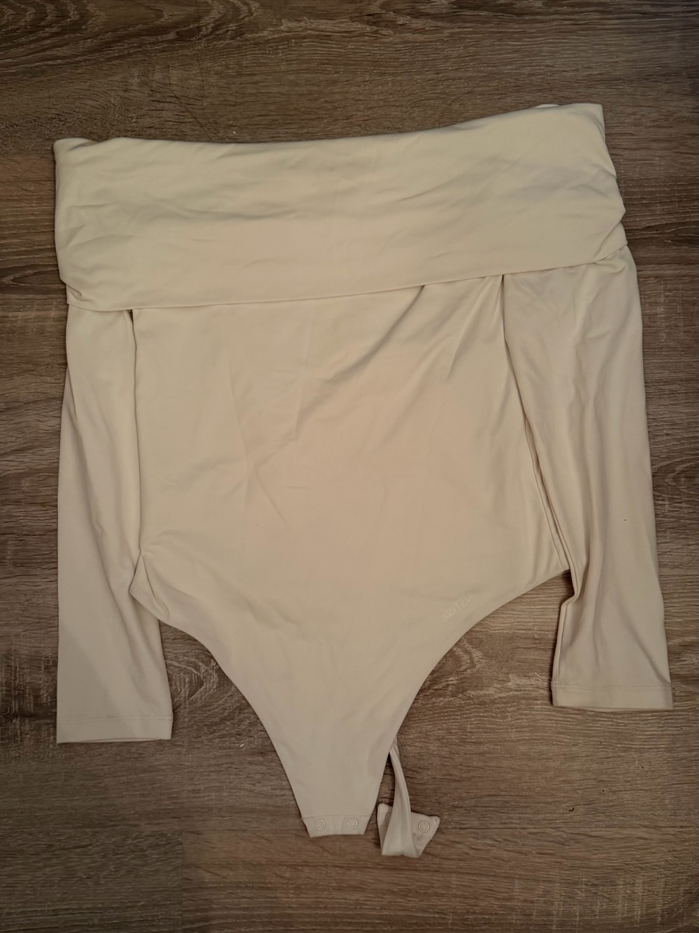 Aritzia Cream Off-Shoulder Long Sleeve Bodysuit